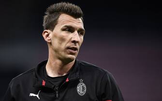 MILAN, ITALY - May 16, 2021: Mario Mandzukic of AC Milan looks on during warm up prior to the Serie A football match between AC Milan and Cagliari Calcio. The match ended 0-0 tie. (Photo by NicolÃ² Campo/Sipa USA)