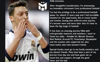 Özil si ritira a 34 anni: "E' stato un privilegio"