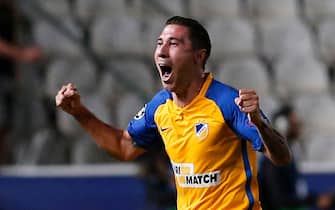 APOEL Nicosia's Spanish defender Roberto Lago celebrates his team's opening goal during the UEFA Champions League football match between Apoel FC and Borussia Dortmund at the GSP Stadium in the Cypriot capital, Nicosia on October 17, 2017.  / AFP PHOTO / Florian CHOBLET        (Photo credit should read FLORIAN CHOBLET/AFP via Getty Images)