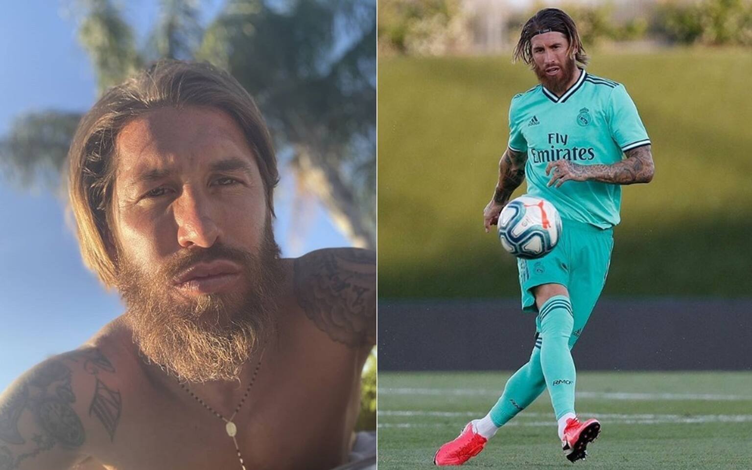 Sergio Ramos, capelli e barba lunga foto su Instagram del