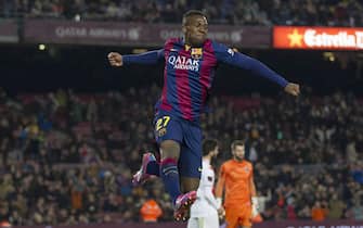 FC Barcelona´s Adama Traore celebrates a goal against Huesca during a match of the King´s Cup at Cam Nou stadium in Barcelona, Spain, 16 December 2014. EFE/Alejandro Garcia 