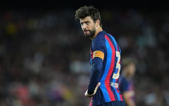 Gerard Pique of FC Barcelona  during the Joan Gamper trophy match between FC Barcelona and Pumas played at Spotify Camp Nou Stadium on August 7, 2022 in Barcelona, Spain. (Photo by Sergio Ruiz / PRESSIN)  (Photo by pressinphoto/Sipa USA)
