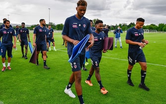Clermont Foot 63's players leave the pitch after their first training session since their promotion to French L1, in Clermont-Ferrand, central France on June 23, 2021. (Photo by Thierry ZOCCOLAN / AFP) (Photo by THIERRY ZOCCOLAN/AFP via Getty Images)