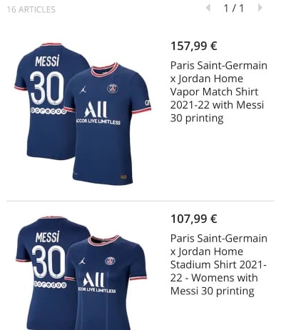 Maglietta Lionel Messi PSG Paris Saint Germain collezione ufficiale 