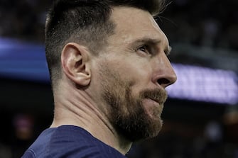 epa10671587 Paris Saint Germain's Lionel Messi reacts during the French Ligue 1 soccer match between Paris Saint Germain and Clermont Foot 63 in Paris, France, 03 June 2023.  EPA/CHRISTOPHE PETIT TESSON