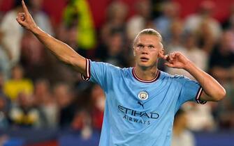 Manchester City's Erling Haaland during the UEFA Champions League Group G match at the Ramon Sanchez Pizjuan Stadium in Seville, Spain. Picture date: Tuesday September 6, 2022.