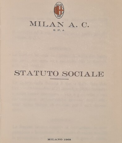 Lo statuto del Milan, anno 1968 Statuto