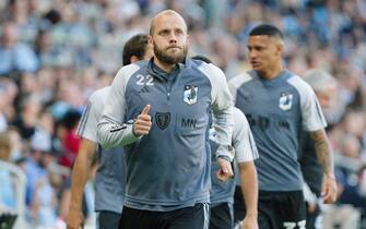 ST. PAUL, MN - JULY 8: Teemu Pukki #22 of Minnesota United FC starts to warmup during a game between Austin FC and Minnesota United FC at Allianz Field on July 8, 2023 in St. Paul, Minnesota. (Photo by Jeremy Olson/ISI Photos/Getty Images)