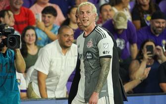 Orlando, Florida, USA, July 4, 2023, Toronto FC player Federico Bernardeschi #10 leaves the pitch after receiving two yellow cards / red card ejection during the second half at Exploria Stadium.  (Photo by Marty Jean-Louis/Sipa USA)