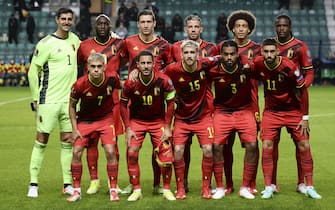(210903) -- TALLINN, Sept. 3, 2021 (Xinhua) -- Players of Belgium line up before the FIFA World Cup Qatar 2022 qualification Group E football match between Estonia and Belgium in Tallinn, Estonia, Sept. 2, 2021. (Photo by Sergei Stepanov/Xinhua) - Sergei Stepanov -//CHINENOUVELLE_XxjpbeE007170_20210903_PEPFN0A001/2109030832/Credit:CHINE NOUVELLE/SIPA/2109030835