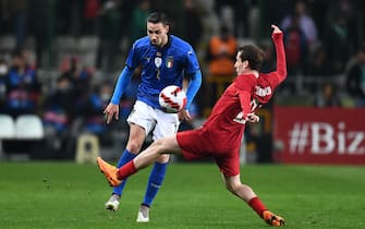 KONYA, TURKEY - MARCH 29: Mattia De Sciglio of Italy in action during the International Friendly match between Turkey and Italy on March 29, 2022 in Konya, Turkey. (Photo by Claudio Villa/Getty Images)