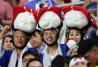 DOHA, QATAR - DECEMBER 01: Japan fans are seen during the FIFA World Cup Qatar 2022 Group E match between Japan and Spain at Khalifa International Stadium on December 01, 2022 in Doha, Qatar. (Photo by Ian MacNicol/Getty Images)