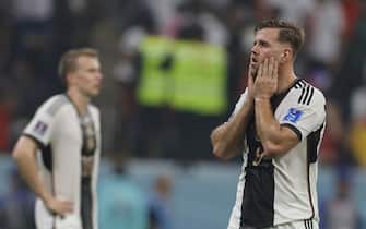 epa10342993 Niclas Fuellkrug of Germany reacts after the FIFA World Cup 2022 group E soccer match between Costa Rica and Germany at Al Bayt Stadium in Al Khor, Qatar, 01 December 2022.  EPA/Ronald Wittek