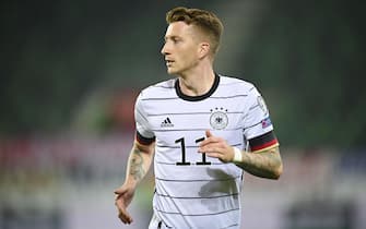 epa09444027 Germany's Marco Reus in action during the FIFA World Cup Qatar 2022 qualifying Group J soccer match between Liechtenstein and Germany, at the kybunpark Stadium, in St. Gallen, Switzerland, 02 September 2021.  EPA/GIAN EHRENZELLER
