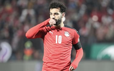 25 March 2022, Egypt, Cairo: Egypt's Mohamed Salah in action during the 2022 FIFA World Cup qualification (CAF) third round 1st leg soccer match between Egypt and Senegal at Cairo Stadium. Photo: Omar Zoheiry/dpa (Photo by Omar Zoheiry/picture alliance via Getty Images)