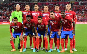 epa10013020 Players of Costa Rica pose before the FIFA World Cup 2022 Intercontinental playoff qualifying soccer match between Costa Rica and New Zealand in Al Rayyan, Qatar, 14 June 2022.  EPA/Noushad Thekkayil