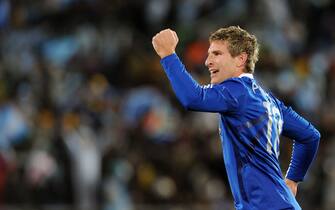 June 22, 2010 - Polokwane, South Africa - Martin Palermo of Argentina celebrates after scoring during the 2010 FIFA World Cup soccer match between Greece and Argentina at Peter Mokaba Stadium on June 22, 2010 in Polokwane, South Africa. (Credit Image: © Luca Ghidoni/ZUMApress.com)
