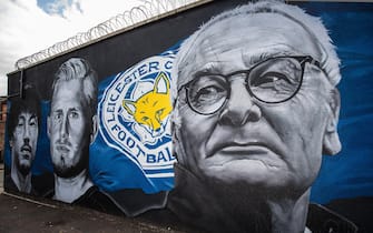 LEICESTER, ENGLAND - AUGUST 19: A general view of a street mural showing Claudio Ranieri, Leicester City's Manager from the team's Premier League title winning season during the Premier League match between Leicester City and Brighton and Hove Albion at The King Power Stadium on August 19, 2017 in Leicester, England. (Photo by Craig Mercer - CameraSport via Getty Images)