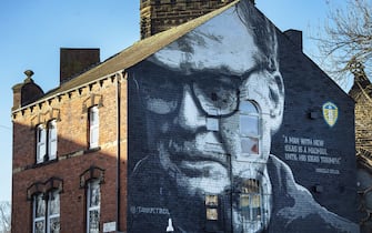 LEEDS, ENGLAND - DECEMBER 15: A mural of Leeds United manager Marcelo Bielsa painted on the side of a building near the Hyde Park area of Leeds on December 15th, 2020 in Leeds, United Kingdom. (Photo by Visionhaus)
