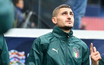 MILAN, ITALY - OCTOBER 05: Marco Verratti of Italy arrives before the Italy training session during the UEFA Nations League 2021 Finals on October 5, 2021 in Milan, Italy. (Photo by Tullio Puglia - UEFA/UEFA via Getty Images)