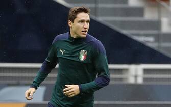 Italy’s Federico Chiesa attends  during the training session at Giuseppe Meazza stadium. Italy will face Spain for the Uefa semifinal Nation League. Milan 5 October 2021.
ANSA / MATTEO BAZZI
