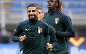 Italy’s Lorenzo Insigne reacts  during the training session at Giuseppe Meazza stadium. Italy will face Spain for the Uefa semifinal Nation League. Milan 5 October 2021.
ANSA / MATTEO BAZZI
