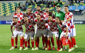epa09513981 Croatia's starting eleven poses prior to the FIFA World Cup qualifying Group H soccer match between Cyprus and Croatia at AEK Arena Stadium in Larnaca, Cyprus, 08 October 2021.  EPA/SAVVIDES PRESS