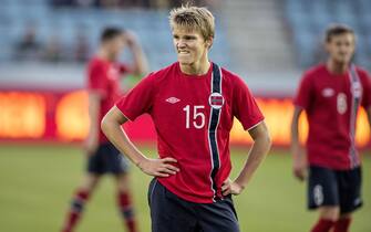STAVANGER, NORWAY - AUGUST 27:  Martin Odegaard of Norway during the International  Friendly match between Norway and the United Arab Emirates at Viking Stadion  on Aug 27, 2014 in Stavanger, Norway. The 15 year old, Martin Odegaard, is Norway's youngest ever international. (Photo by Trond Tandberg/ Getty Images)