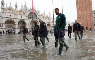 VENICE, ITALY - NOVEMBER 16:  President FIGC Gabriele Gravina and Gianluigi Donnarumma of Italy visit Venice  during the high water on November 16, 2019 in Venice, Italy.  (Photo by Claudio Villa/Getty Images) *** Local Caption *** Gianluigi Donnarumma; Gabriele Gravina