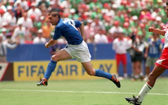 28 JUN 1994:  DANIELE MASSARO SCORES THE FIRST GOAL FOR ITALY AGAINST MEXICO DURING THEIR 1994  WORLD CUP MATCH AT RFK STADIUM IN WASHINGTON DC.     Mandatory Credit: Rick Stewart/ALLSPORT
