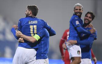 Nations League, Italia vs Polonia Foto LaPresse - Fabio Ferrari
15 Novembre 2020 Reggio Emilia, Italia
Sport
Calcio
Italia vs Polonia - Nation League - Gruppo A - gara 5/6 - Stadio Città del Tricolore di Firenze.
Nella foto:Domenico Berardi (Italy)esulta dopo rete 2-0
Photo LaPresse - Fabio Ferrari
November 15, 2020 Reggio Emilia, Italy
sport
soccer
Italy vs Polonia - Nation League - Group A - match 5/6 - ‘Città del Tricolore' Stadium.
In the pic:Domenico Berardi (Italy)celebrates after scoaring goal 2-0