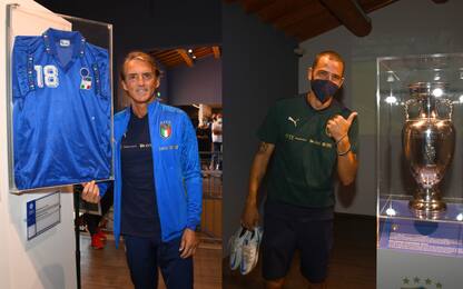 Mancini e Bonucci in visita al Museo di Coverciano