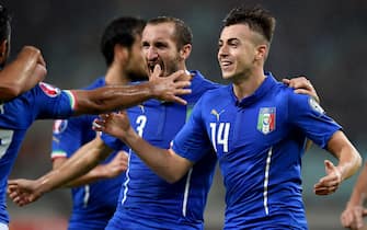 BAKU, AZERBAIJAN - OCTOBER 10:  Stephan El Shaarawy of Italy #14 celebrates after scoring the second goal during the UEFA Euro 2016 qualifying football match between Azerbaijan and Italy at Olympic Stadium on October 10, 2015 in Baku, Azerbaijan.  (Photo by Claudio Villa/Getty Images)