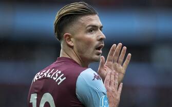 BIRMINGHAM, ENGLAND - FEBRUARY 16: Jack Grealish of Aston Villa in action during the Premier League match between Aston Villa and Tottenham Hotspur at Villa Park on February 16, 2020 in Birmingham, United Kingdom. (Photo by Visionhaus)