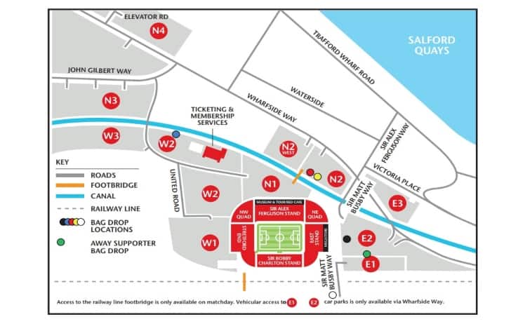 Dal sito del Man Utd la cartina per arrivare allo stadio