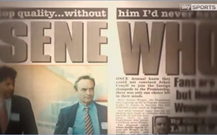 "Arsene Who?". Un frammento della pagina con cui l'Evening Standard "accolse" Wenger nel 1996
