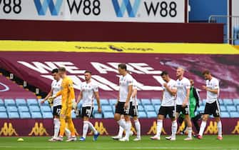 BIRMINGHAM, ENGLAND - JUNE 17: The Sheffield United team walk out prior to the Premier League match between Aston Villa and Sheffield United at Villa Park on June 17, 2020 in Birmingham, England. (Photo by Paul Ellis/Pool via Getty Images)