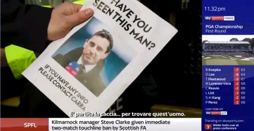 "Avete visto quest'uomo?". Il volantino satirico sulla scomparsa di Neville dopo il trionfo del Liverpool Gary Neville
