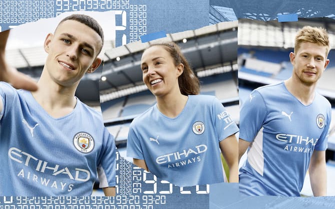 Manchester City la nuova maglia 2021 22 ispirata al gol di Aguero. FOTO Sky Sport