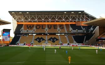 A general view of the match in play in front of the empty stands during the UEFA Nations League match at the Molineux Stadium, Wolverhampton. Picture date: Saturday June 11, 2022.