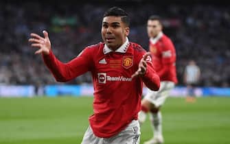 epa10492753 Manchester United's Casemiro reacts during the Carabao Cup final soccer match between Manchester United and Newcastle United, in London, Britain, 26 February 2023.  EPA/NEIL HALL