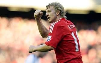 Liverpool's Dirk Kuyt celebrates scoring the opening goal of the game