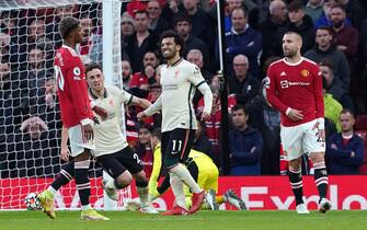 Liverpool's Mohamed Salah celebrates scoring their side's fourth goal of the game during the Premier League match at Old Trafford, Manchester. Picture date: Sunday October 24, 2021.