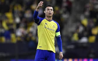 epa10423646 Al Nassr's Cristiano Ronaldo reacts during the Saudi Pro League soccer match between Al-Nassr and Al Ettifaq in Riyadh, Saudi Arabia, 22 January 2023.  EPA/STR
