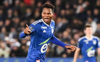 20 Habib DIALLO (rcsa) during the Ligue 1 Uber Eats match between RC Strasbourg and Angers SCO at Stade de la Meinau on February 18, 2023 in Strasbourg, France. (Photo by Anthony Bibard/FEP/Icon Sport/Sipa USA)