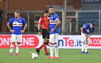 GENOA, ITALY - SEPTEMBER 28: Fabio Quagliarella of UC Sampdoria reacts during the Serie A match between UC Sampdoria and FC Internazionale at Stadio Luigi Ferraris on September 28, 2019 in Genoa, Italy.  (Photo by Paolo Rattini/Getty Images)