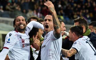 Foto Gianluca Checchi/LaPresse
03 11 2019 Bergamo (Italia)
Sport Calcio
Atalanta Cagliari
Campionato italiano di calcio Serie A 2019 2020 
Nella foto: esultanza Cagliari goal di Christian Oliva 0-2

Photo Gianluca Checchi/LaPresse
03 11 2019 Bergamo (Italia)
Sport Soccer
Atalanta Cagliari
Italian Football Serie A 2019 2020 
In the picture: Cagliari celebrate after Christian Oliva scoaring goal 0-2