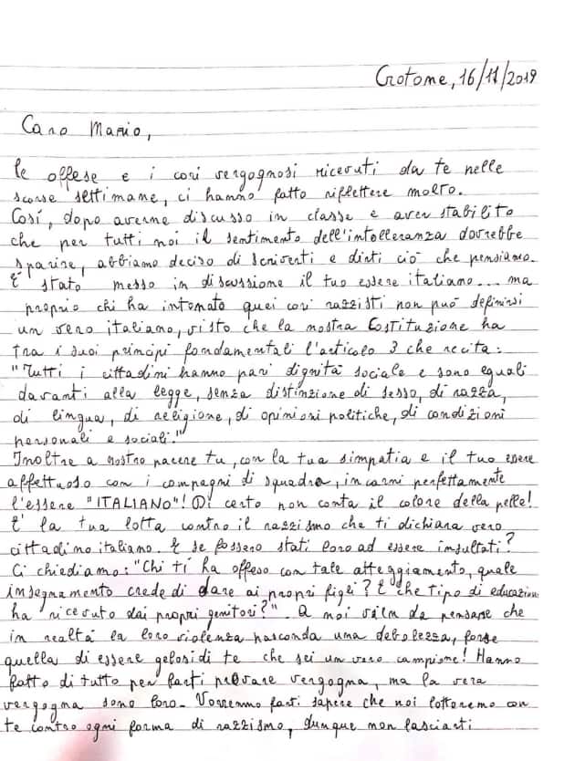 La lettera degli studenti a Balotelli