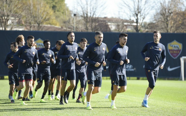 L'allenamento di mercoledì 4 dicembre della Roma a Trigoria
