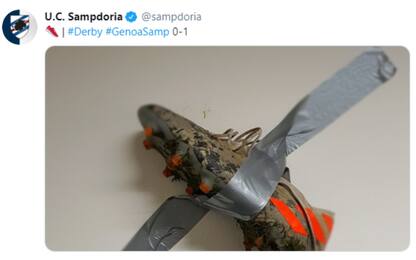 Gabbiadini come Cattelan: la foto della Sampdoria
